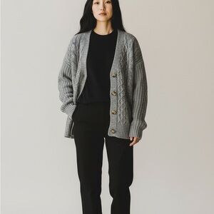 Women''s Style & Co Gray Chunky Cable Knit Cardigan Sweater Size Small